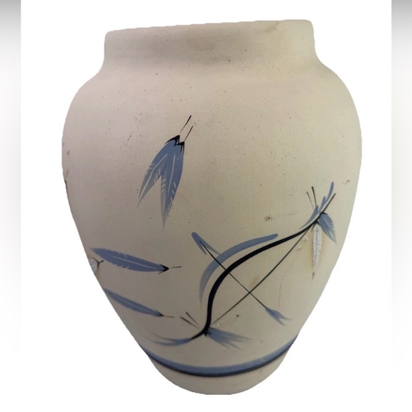 VTG ‘69 Betty Selby?Desert Pueblo Pottery Vase 13” Blue Feather Design Signed